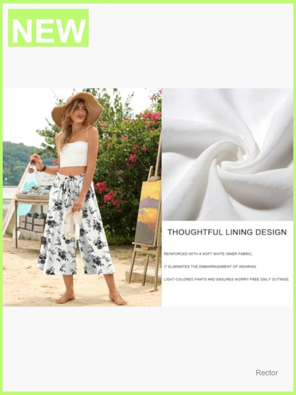 Womens Wide Leg Palazzo Flowy Gaucho Capri Pants with Pockets Drawstring - Picture 4 of 7
